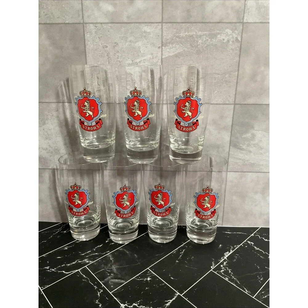 Lot of 7 STROH'S RASTAL PILSNER BEER GLASS, GLASSES, .25 LITER Vintage